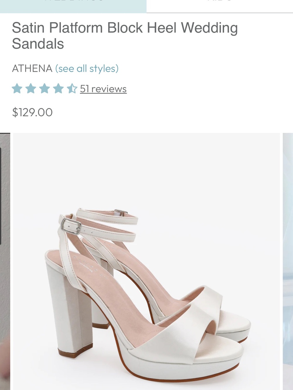 Kailee P Ivory Satin Platform Block Heel Sandals with Ankle Strap